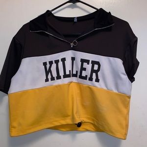 Black and yellow crop top